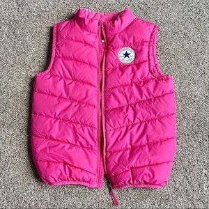 Girls’ bright pink Converse puffer vest